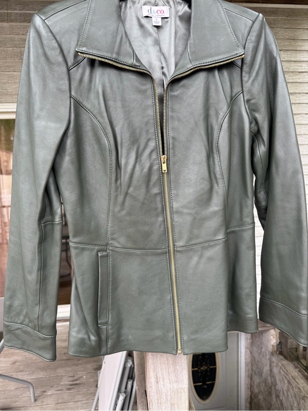 Lamb leather hunter green jacket